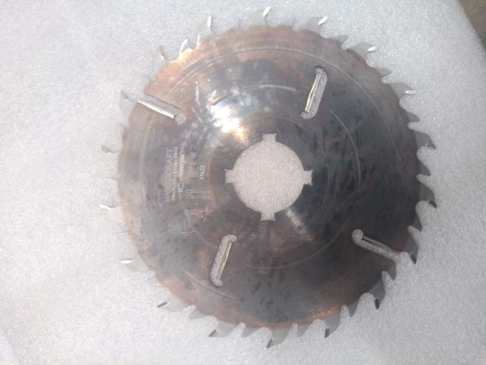 WoodCraft Пила дисковая 350*75*2,5/3,8/(18z+18)+4 WZ (шпон. паз 13,5*7,5 - 4 шт. под 90 гр.)