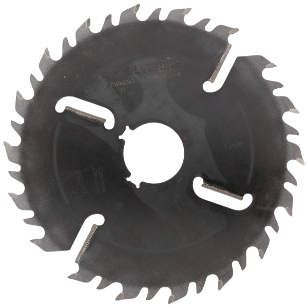 WOLVERINE ULTRA Пила дисковая 250*50*2,5/3,5/(18z+18)+4 WZ (шпон. паз 10*5 - 2 шт. под 90 гр) для УПТ-250М