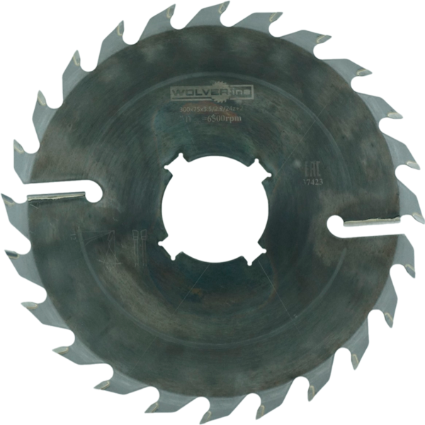 Пильный диск для многопильных станков 300х75х3.5/2.2/24z+2 (13.5х7.5 - 4 шт. под 90 град.) (БЕЛАЯ АКУЛА, МКС) WOLVERINE