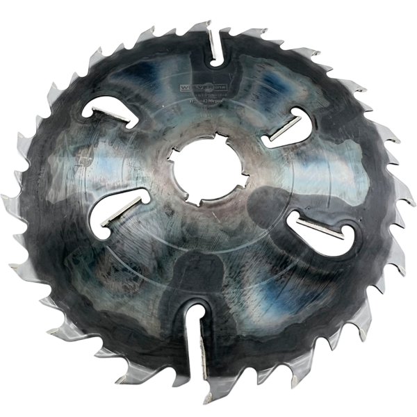 Пильный диск для многопильных станков 450х75х4.6/3.0/(18z+18)+6 (13.5х7.5 - 4 шт. под 90 град.)(БЕЛАЯ АКУЛА) WOLVERINE