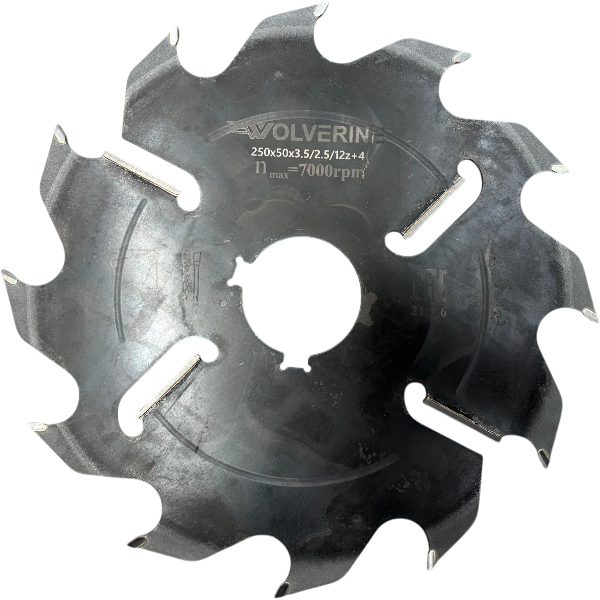 WOLVERINE Пила дисковая 350*75*2,5/4,5/12z+4 WZ (шпон. паз 13,5*7,5 - 4 шт. под 90 гр.) 28 град