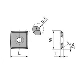 Нож твердосплавный TS 15 х 15 х 2,5 R0,5 30 град. универсальный RED SAMURAI