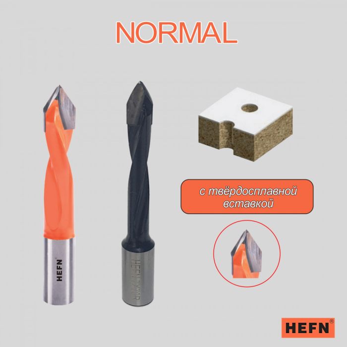 Сверло для сквозных отверстий для присадочного станка NORMAL HEFN левое D12x70 S10 LH